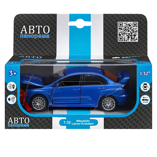 ТМ "Автопанорама" Машинка металлическая 1:32 Mitsubishi Lancer Evolution, синий, откр. двери, капот и багажник, свет, звук, инерция, в/к 17,5*12,5*6,5 см в Джамбо Тойз #18
