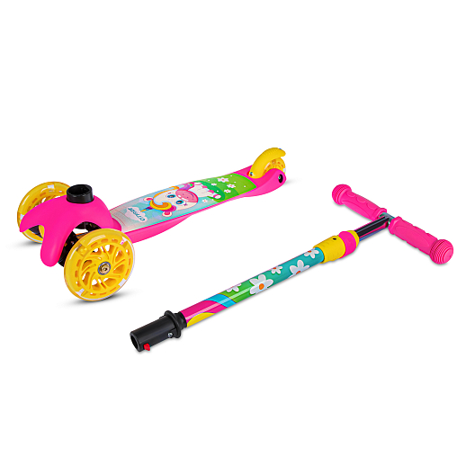 Трехколесный самокат "CITYRIDE" в/п, телескопический руль металл, колеса PU 120/76 со светодиодами, Abec-5, размер 53х23х70 см, до 35 кг, от 3 лет, розовый в Джамбо Тойз #7