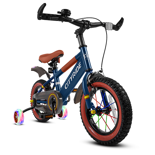 Велосипед двухколёсный CITYRIDE, модель CR-B2-07F52, колеса 12", рама сталь, колеса сталь, балансирные колеса со светом, маячок в заднем крыле, цвет синий в Джамбо Тойз