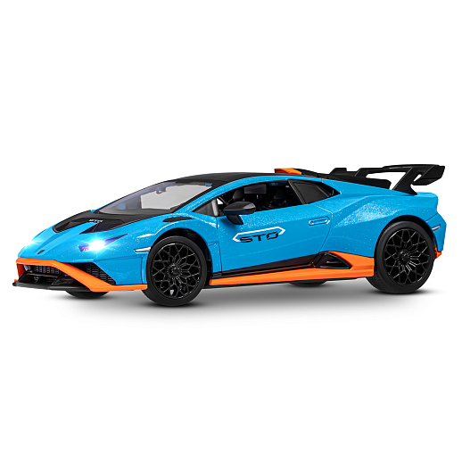 ТМ "Автопанорама" Машинка металлическая, 1:24  Lamborghini  Huracán STO, голубой, откр. двери и капот, свет, звук, свободный ход колес, в/к 24,5х12,5х10,5 см в Джамбо Тойз #3