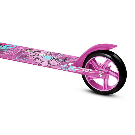 Самокат из 100% стали с полиуретановым колесом диаметром 145 мм, подшипником ABEC-7 грипсы TPR   Размер изделия: 76 * 32 * 96 см Упаковка: 1 шт / коробка, 23*12*68.5 см размер деки:: 51X12 см, розовый в Джамбо Тойз #6