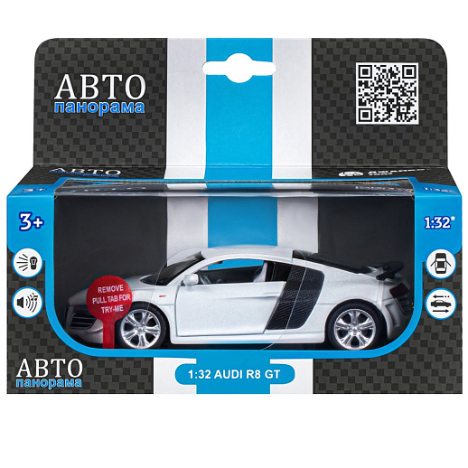 ТМ "Автопанорама" Машинка металл.,1:32 Audi R8 GT, белый, инерция, свет, звук, откр. двери, в/к 17,5*13,5*9 см в Джамбо Тойз #3