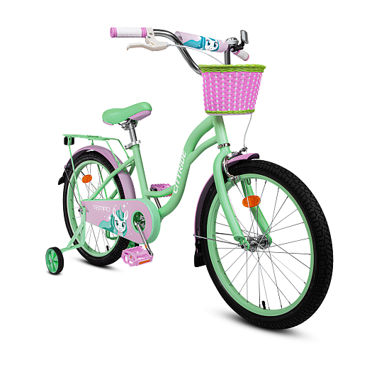 Детский велосипед "City-Ride Tempo". Рама - сталь, стальн.обод 20", шины 2,125, страховочные колеса, корзинка в Джамбо Тойз