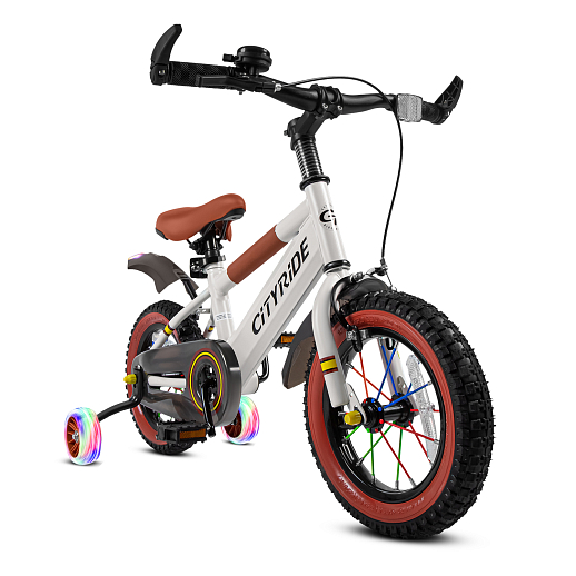 Велосипед двухколёсный CITYRIDE, модель CR-B2-07F52, колеса 12", рама сталь, колеса сталь, балансирные колеса со светом, маячок в заднем крыле, цвет белый в Джамбо Тойз #13