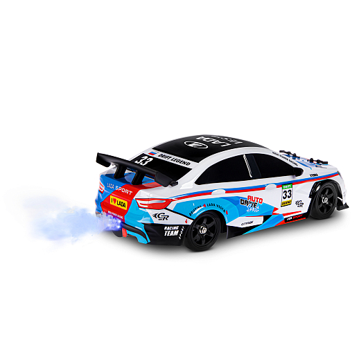 AUTODRIVE Р/У Машина для дрифта LADA Vesta с паром,1:16,2.4GHz,4WD,запасн.колеса 4шт.,свет,с аккум,в/к 31*15*15см в Джамбо Тойз #7