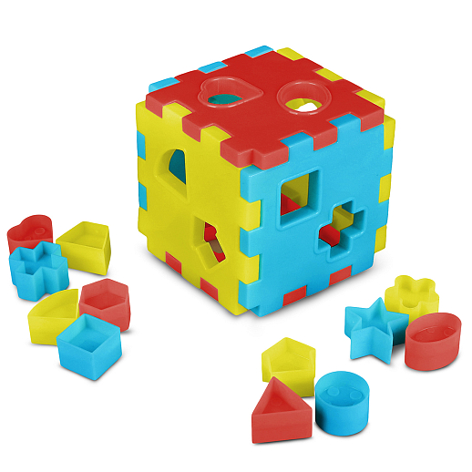 ТМ "Компания Друзей" Сортер КУБ, в сетке  желто-сине-красный, в сетке 10,5х10,5х10,5 см в Джамбо Тойз #3