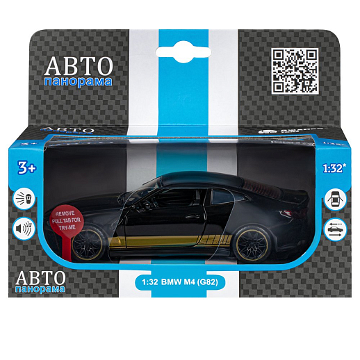ТМ "Автопанорама" Машинка металлическая 1:32 BMW M4 (G82), черный, открываются двери, свет, звук, инерция, в/к 17,5*13,5*6,5 см в Джамбо Тойз #3