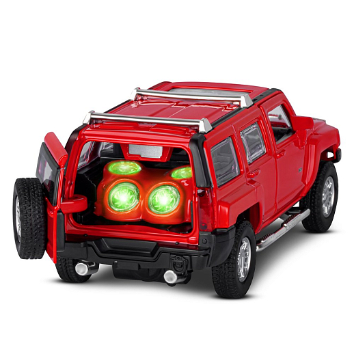 ТМ "Автопанорама" Машинка металлическая 1:32 Hummer H3, красный, свет, звук, откр. двери и багажник, инерция, в/к 18*13,5*9 см в Джамбо Тойз #20