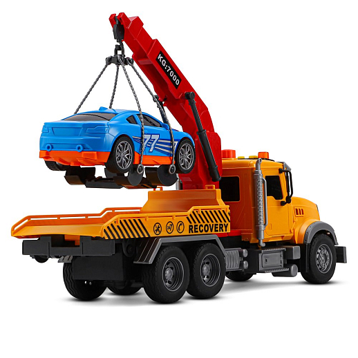 AUTODRIVE Фрикционный Эвакуатор с машинкой,помповый механизм,звук,свет,на бат.,в/к 41,5*14*21см в Джамбо Тойз #13