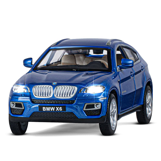 ТМ "Автопанорама" Машинка металлическая 1:32 BMW X6, синий, свет, звук, откр. двери, капот и багажник, инерция, в/к 17,5*13,5*9 см в Джамбо Тойз #6