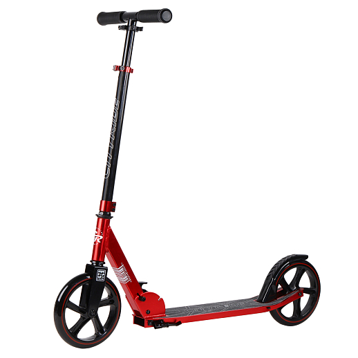 Двухколесный самокат CITYRIDE 200, ал. 50/50%, t-bar сталь, грипсы 135мм TPR, колеса PU 200/200, 86A, подножка, abec 9, цвет Красный в Джамбо Тойз #2