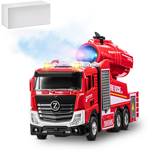 Пожарная металлическая машинка , красный, откр. двери, инерция, пар, свет, 22*6,5*11 см, в/к в Джамбо Тойз