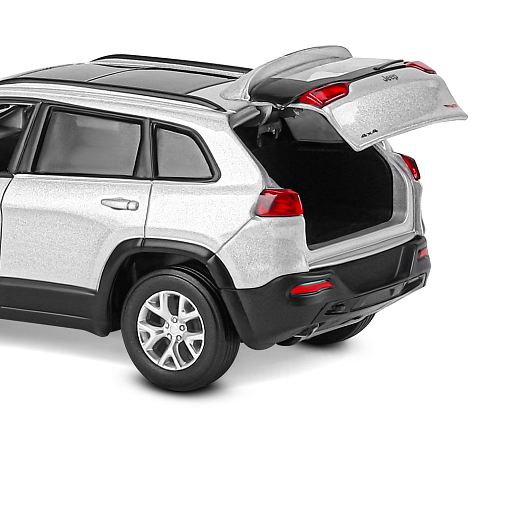 ТМ "Автопанорама" Машинка металл. 1:32 Jeep  Cherokee, серебряный, инерция, свет, звук, откр. двери и багажник, в/к 17,5*13,5*9 см в Джамбо Тойз #17