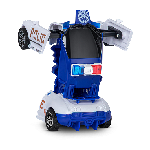 Машинка 13см полиция фрикционная, одной кнопкой трансформируется в робота, бело-синяя, в/к 13,5*6,5*5,5 см в Джамбо Тойз #4