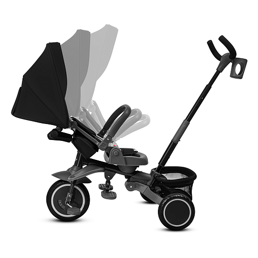 Детский 3х колесный велосипед "CITYRIDE". Сиденье поворачивается на 360°, подножки, колеса 9,5/7,5 EVA, капюшон, род. ручка,  серый в Джамбо Тойз #10