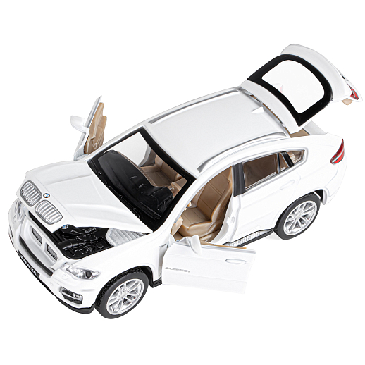 ТМ "Автопанорама" Машинка металлическая 1:32 BMW X6, белый, свет, звук, откр. двери, капот и багажник, инерция, в/к 17,5*13,5*9 см в Джамбо Тойз #11