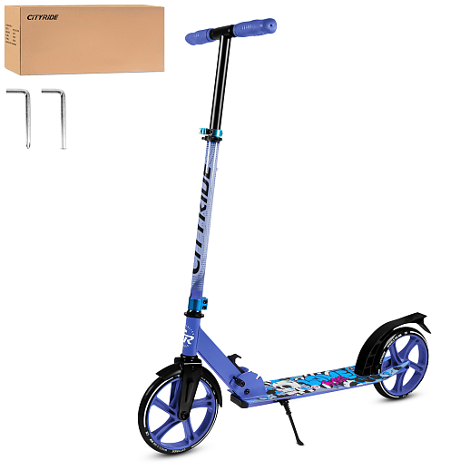 2хкол. самокат CITYRIDE 200, сталь 100%, грипсы 135мм TPR, колеса PU 200/200 мм. Синий в Джамбо Тойз
