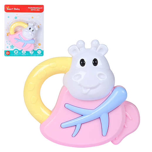 ТМ "Smart Baby" Развивающая игрушка "Бегемот" Розово-белый, на блистере 19х14х4 см в Джамбо Тойз