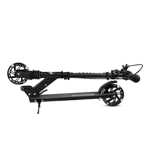 2хкол. самокат CITYRIDE 120MM, ал. 100%. Аморт. передний. Колеса PU 120/120 мм. Подшипники: Abec-9. Грипсы: резина. Хомуты анод, замок на руле. Ручной задний тормоз. Черный в Джамбо Тойз #4