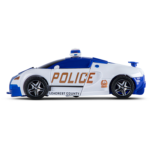 Машинка 13см полиция фрикционная, одной кнопкой трансформируется в робота, бело-синяя, в/к 13,5*6,5*5,5 см в Джамбо Тойз #5