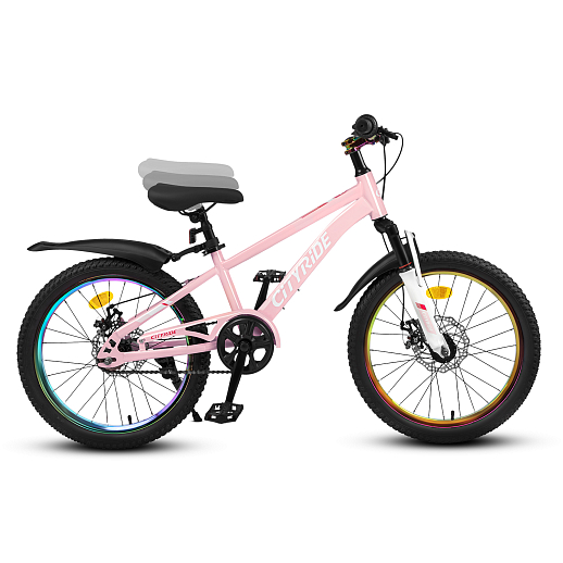Велосипед CITYRIDE 20", модель CR-B2-12F2, рама сталь, обода двойные алюминий, амортизационная вилка, дисковые меха. Тормоза, цвет розовый в Джамбо Тойз #11