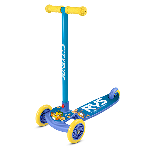 Трехколесный самокат  Материал: полипропилен + сталь, Размер изделия: 60x27x63см,Размер деки: 12,5 см Переднее колесо: 120x23 мм из пвх, заднее колесо: 97x23 мм из пвх Подшипник: ABEC-7 Максимальная нагрузка: 50 кг, синий в Джамбо Тойз