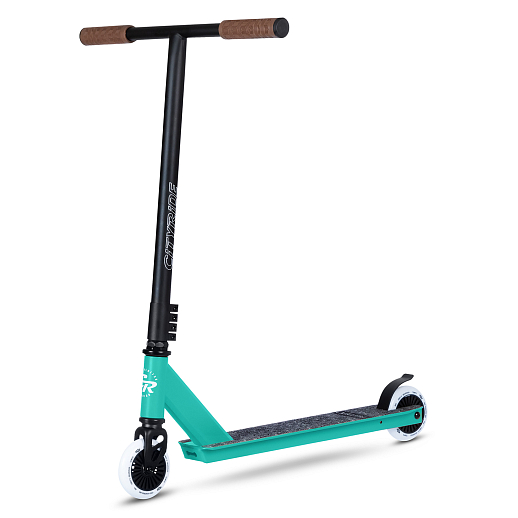 Трюковый самокат CITYRIDE TEMPO, T-bar сталь 50*52см, дека алюм.49*9,5см, колеса PU 86A 100мм, пластик диск, вилка резьб., хомут 4б., цвет Бирюзовый  в Джамбо Тойз #2