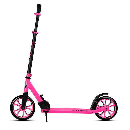 Двухколесный самокат CITYRIDE 200, ал. 50/50%, t-bar сталь, грипсы 135мм TPR, колеса PU 200/200, 86A, подножка, abec 9, розовый в Джамбо Тойз #4
