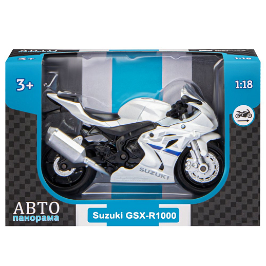 ТМ "Автопанорама" Мотоцикл металл. 1:18 SUZUKI GSR-R1000, белый, свободный ход колес, в/к 9,2 х 4,5 х 14 см в Джамбо Тойз #3