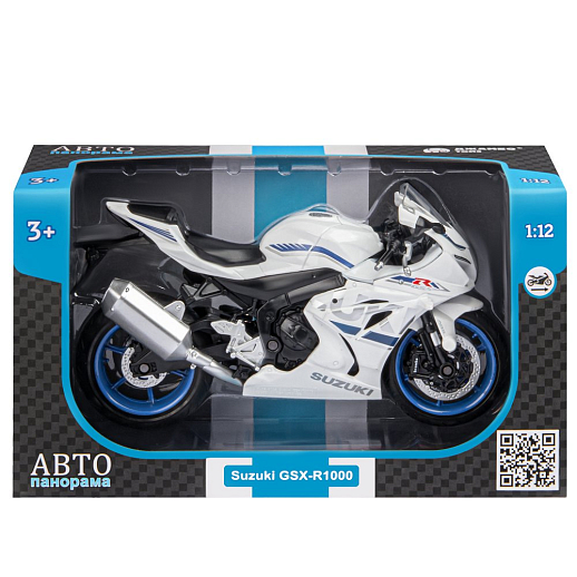 ТМ "Автопанорама" Мотоцикл металл. 1:12 SUZUKI GSX-R1000, белый, свободный ход колес, в/к 7,1 х 11,7 х 20,6 см в Джамбо Тойз #5