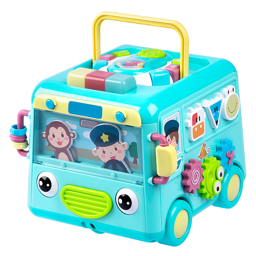 ТМ "Smart Baby" Развивающая игрушка "Автобус" цвет бирюзовый, Шаинский, 57 звуков, стихов, мелодий, песен. Сказки и загадки. Свет, звук, регулирующаяся громкость, в/к 31х22,5х23,5 см в Джамбо Тойз #2