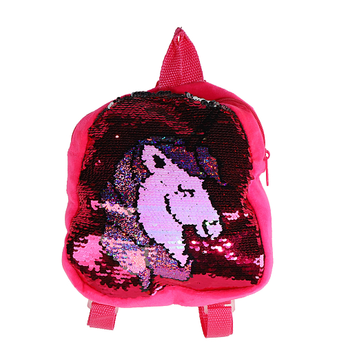 Рюкзачок детский для девочек с пайетками "Единорог",  в/п малинового цвета, 23*21*4 см в Джамбо Тойз