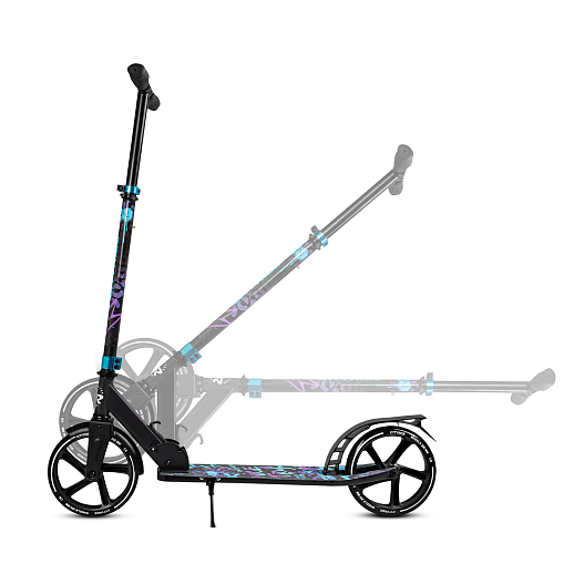 2хкол. самокат CITYRIDE 200, сталь 100%, грипсы 135мм TPR, колеса PU 200/200 мм. Черный в Джамбо Тойз #8