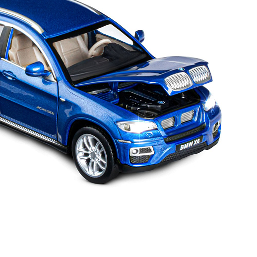 ТМ "Автопанорама" Машинка металлическая 1:32 BMW X6, синий, свет, звук, откр. двери, капот и багажник, инерция, в/к 17,5*13,5*9 см в Джамбо Тойз #20