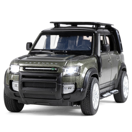 ТМ "Автопанорама" Машинка металлическая 1:32 Land Rover Defender 110, зеленый перламутр, откр.4 двери, капот, багажник, свет, звук, свободный ход колес, в/к 17,5*13,5*9 см в Джамбо Тойз #4