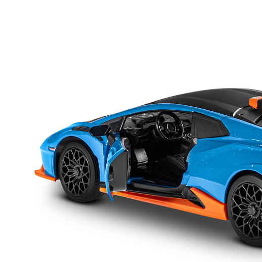 ТМ "Автопанорама" Машинка металлическая, 1:24  Lamborghini  Huracán STO, голубой, откр. двери и капот, свет, звук, свободный ход колес, в/к 24,5х12,5х10,5 см в Джамбо Тойз #16