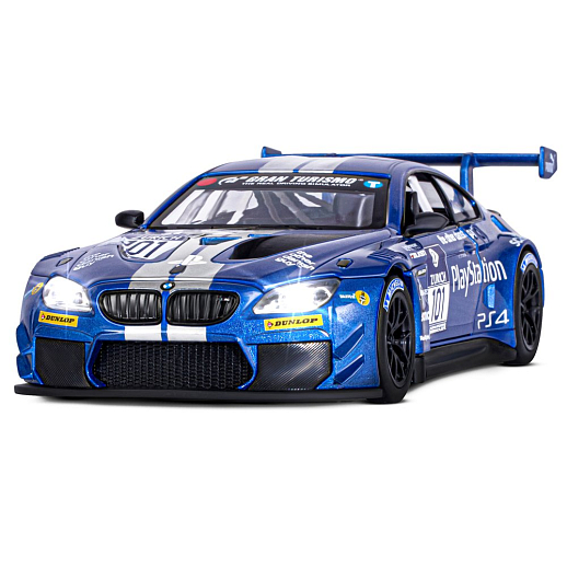 ТМ "Автопанорама" Машинка металлическая, 1:24, BMW M6 GT3, синий, откр. двери и капот, свет, звук, свободный ход колес, в/к 24,5 х 12,5 х 10,5 см в Джамбо Тойз #5