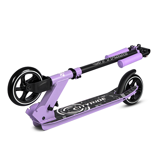 Двухколесный самокат CITYRIDE 145MM PU; алюминий/сталь порошковое покрытие; заниженная дека 52*10,5СМ, без амортизатора; руль 79-89СМ. Тормоз - сталь, подшипники: Abec-9, грипсы резина 100мм. в Джамбо Тойз #6