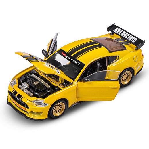Машинка металлическая 1:43 Ford Mustang GT, желтый, тюнинг, откр. двери, свободный ход колес, в/к 23,5*10*4 см в Джамбо Тойз #15