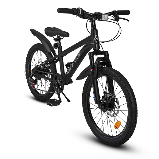 Велосипед CITYRIDE 20", модель CR-B2-12F2, рама сталь, обода двойные алюминий, трансмиссия 1*6 ск, амортизационная вилка, дисковые мех. тормоза цвет серый в Джамбо Тойз