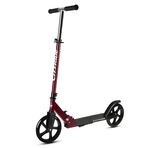 2хкол. самокат CITYRIDE 200, сталь 100%, грипсы 135мм TPR, колеса PU 200/200 мм, бордовый в Джамбо Тойз #2