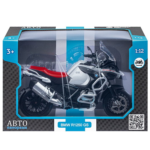 ТМ "Автопанорама" Мотоцикл металл.1:12 BMW R1250 GS Adventure, серебр., св. ход колес, в/к 7,1 х 11,7 х 20,6 см в Джамбо Тойз #4