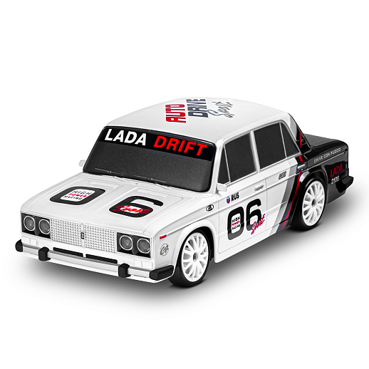 AUTODRIVE Р/У Машина для дрифта LADA 2106,М1:24,2.4GHz,4WD,свет фар,4 доп.колеса,конусы,с аккум.,цв. белый/серебро/черн.,в/к 20,5*13*13см в Джамбо Тойз #2