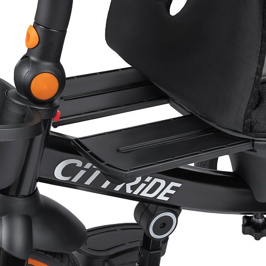 Трехколесные велосипед CITYRIDE, металл,  колеса PVC 12"/10", попрот. наколон. Сиденье с крышей,  род ручка, наклон руль, функц. фара, тормоз, корзинка в Джамбо Тойз #16