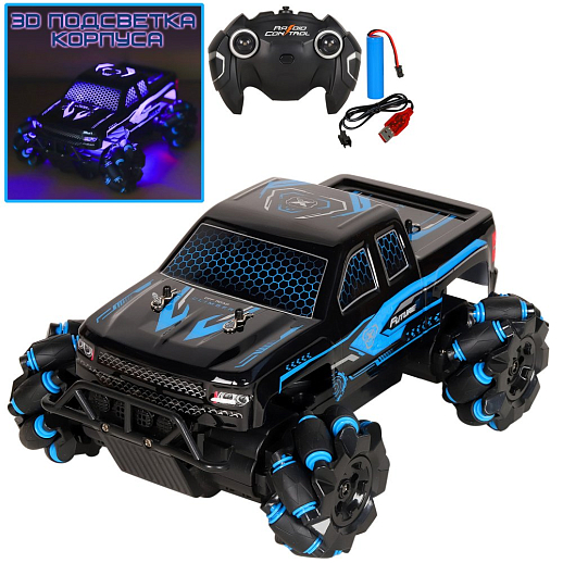 AUTODRIVE Р/У внедорожник, 3D-подсветка, М1:15, 2.4GHz, 4канала, движение боком, вращение 360, в/к 32,5*18*15,5см в Джамбо Тойз