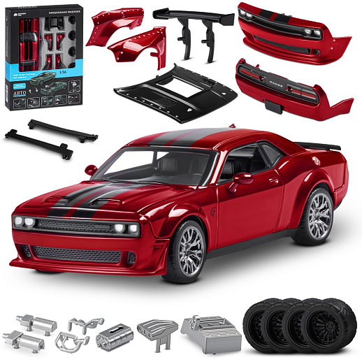 ТМ "Автопанорама" Машинка металлическая 1:36 2022 Dodge challenger SRT Jailbreak, красный, тюнинг, откр. двери, свободный ход колес, в/к 23,5*10*4 см в Джамбо Тойз