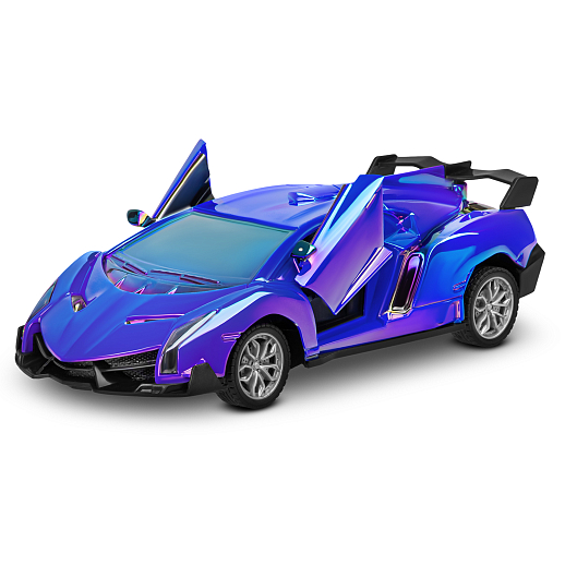 Р/У машинка 1:24,5 каналов,двери откр. с пульта,свет,цвет синий бензин,в/к 30,3х7,7х12см в Джамбо Тойз #3