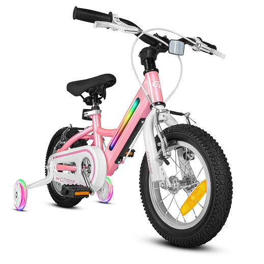 Велосипед двухколесный CITYRIDE, модель CR-B2-11FU, рама сталь, колеса алюминий 12", v-brake тормоза, встроенная в раму подсветка, балансирные колёса, цвет розовый в Джамбо Тойз #2