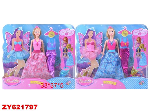 Кукла, в наборе доп.комплекты одежды, в т.ч. костюм русалочки, в ассорт., в/к 33*37*5 см в Джамбо Тойз