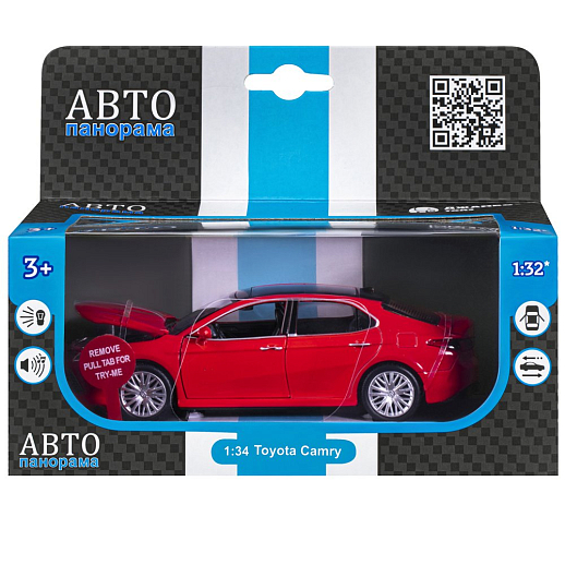 ТМ "Автопанорама" Машинка металлическая 1:34 Toyota Camry, красный, свет, звук, откр. двери, капот и багажник, инерция, в/к 17,5*13,5*9 см в Джамбо Тойз #10
